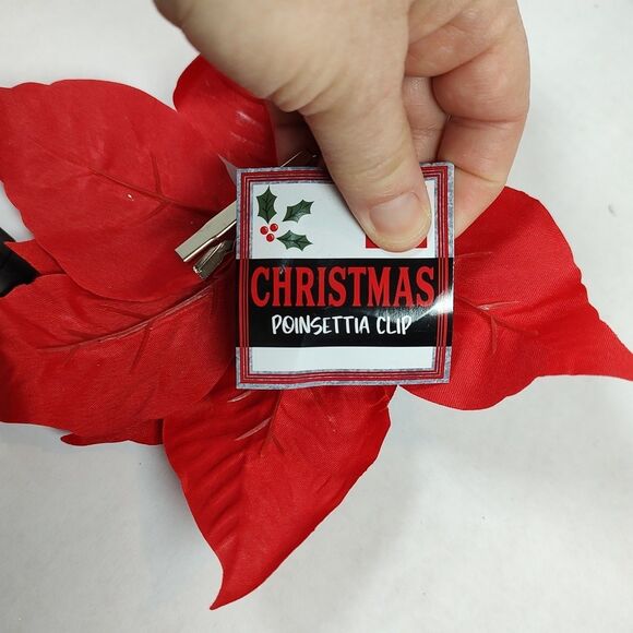 Large Christmas Xmas Poinsettia Flower Home Decor Clip Red White Multipurpose - Picture 6 of 10